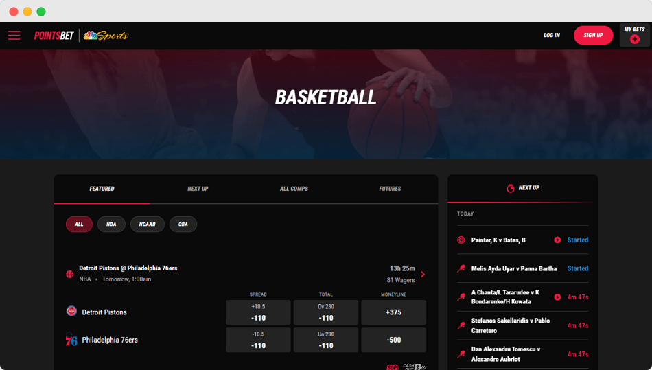 Screenshot of PointsBet Texas Sport section
